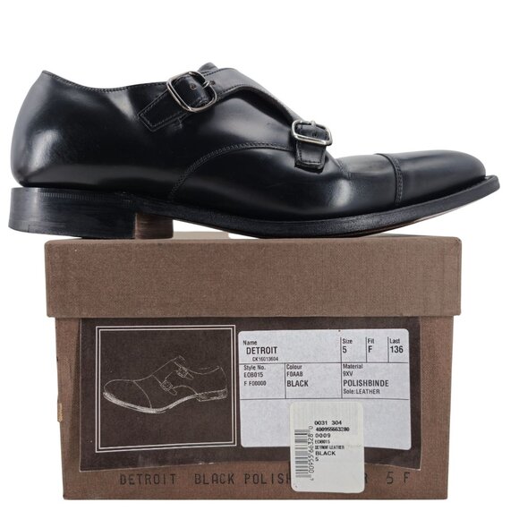 Church's England Double Monk Strap Loafers Mens 6D 5F Black Leather Dress Shoes - Picture 1 of 14
